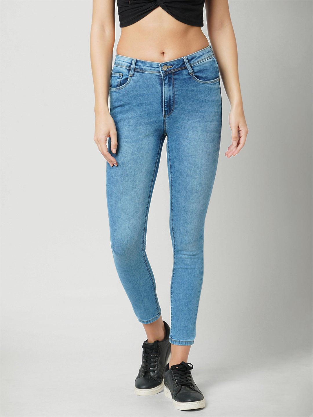Women Mid Blue High-Rise Skinny Fit Jeans