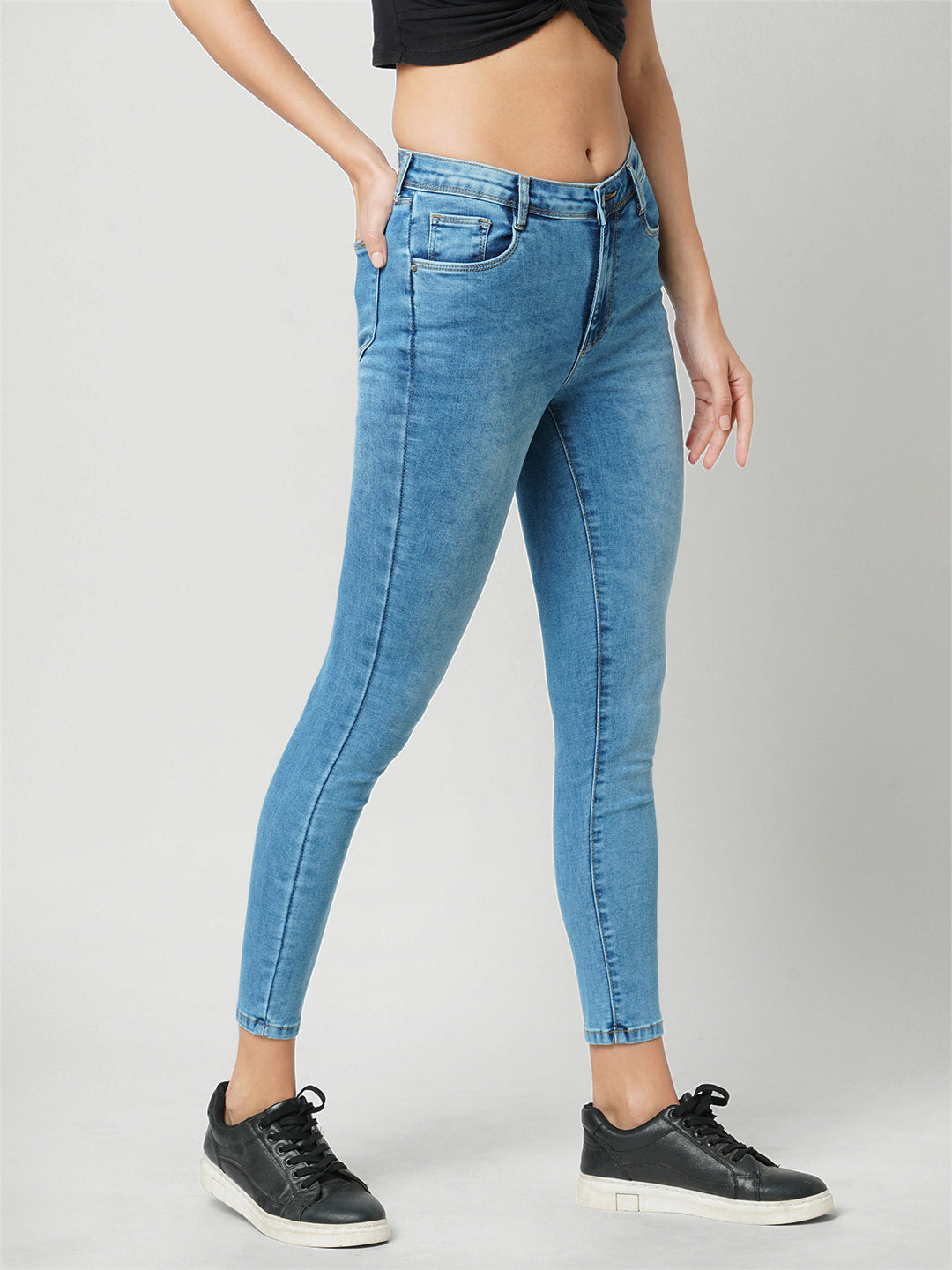 Women Mid Blue High-Rise Skinny Fit Jeans