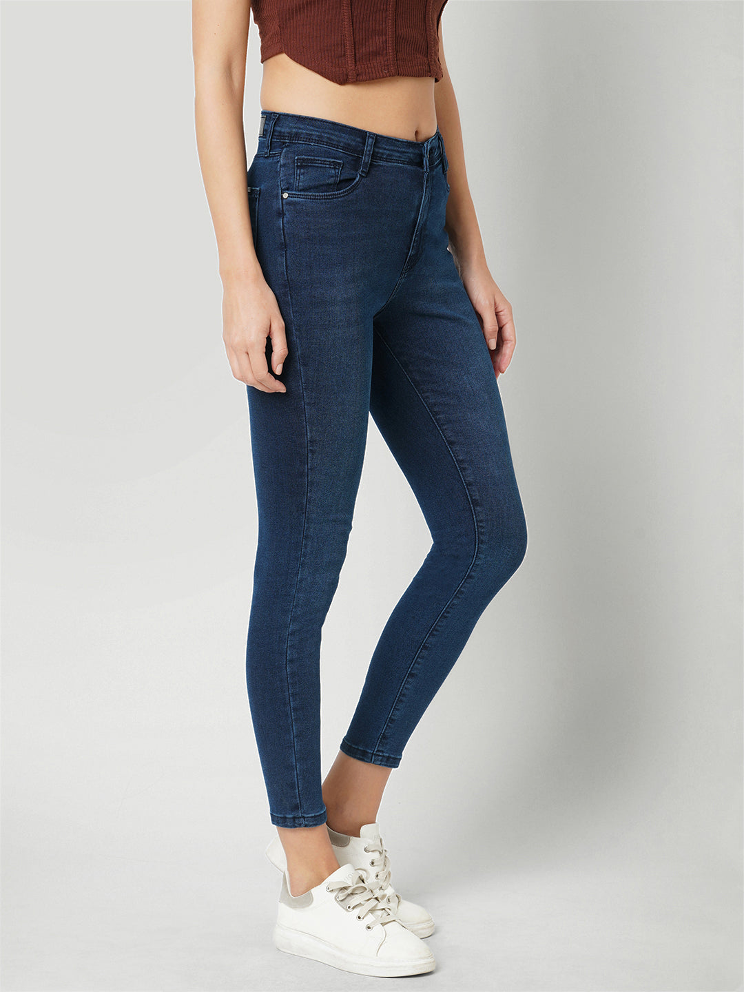 Women Dark Blue High-Rise Skinny Jeans