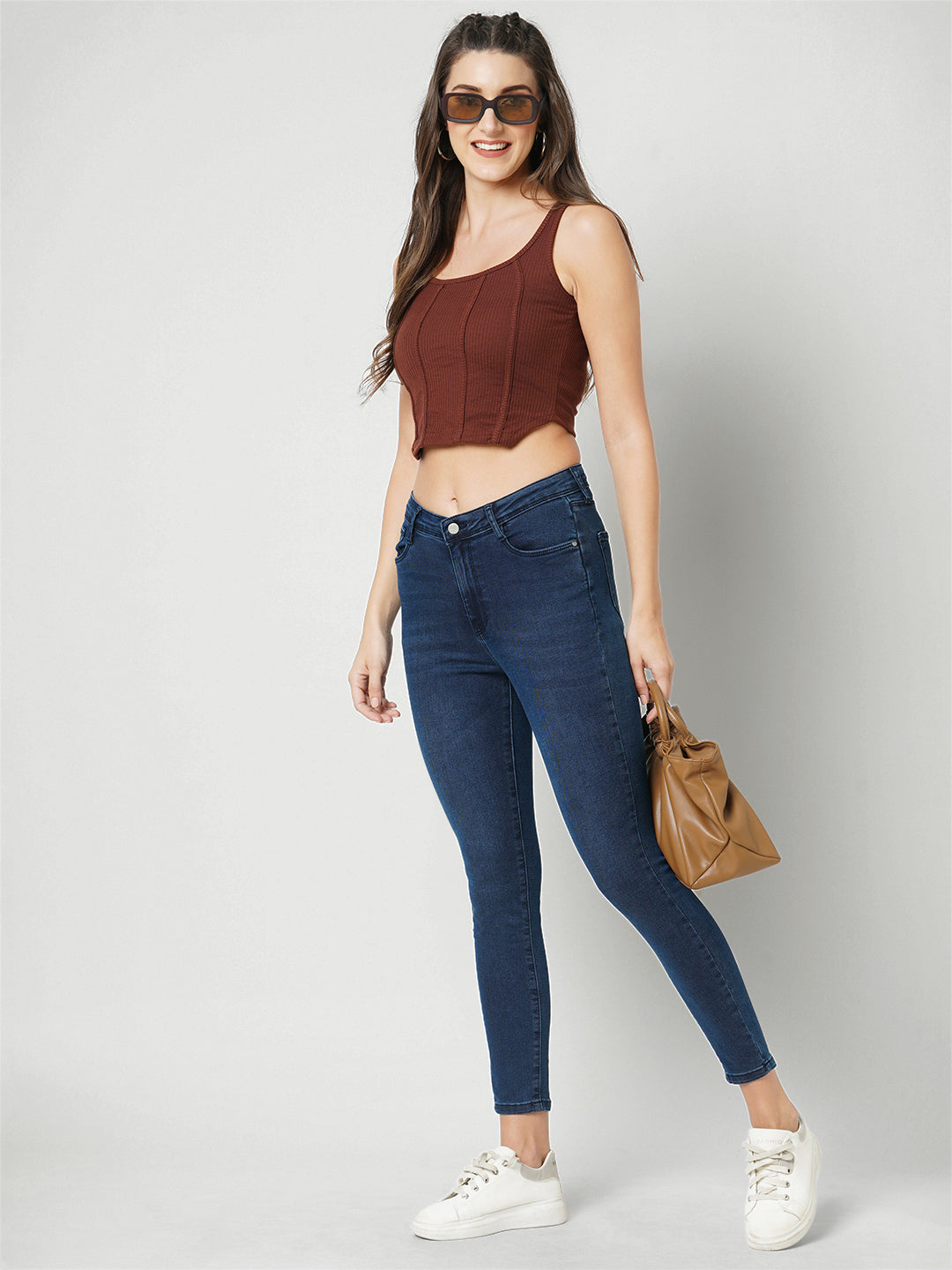 Women Dark Blue High-Rise Skinny Jeans
