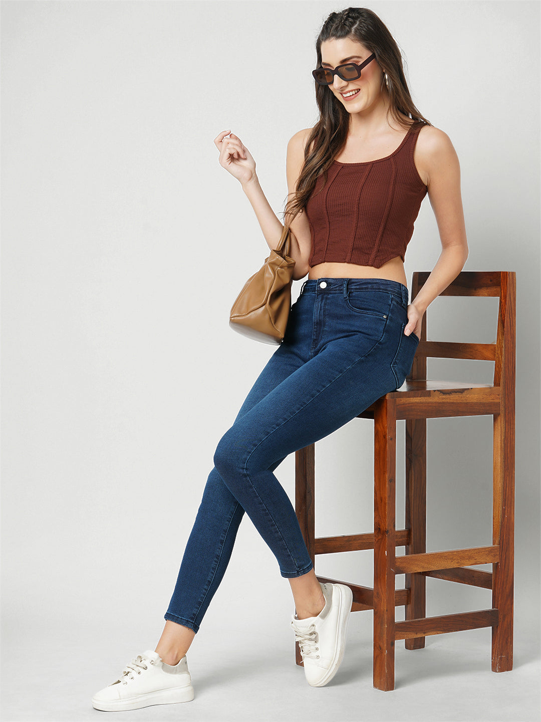 Women Dark Blue High-Rise Skinny Jeans