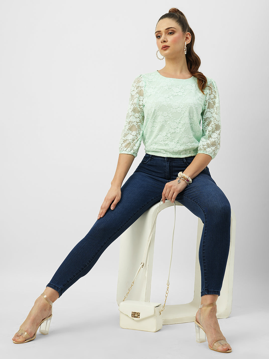 Women Dark Blue High-Rise Skinny Fit Jeans