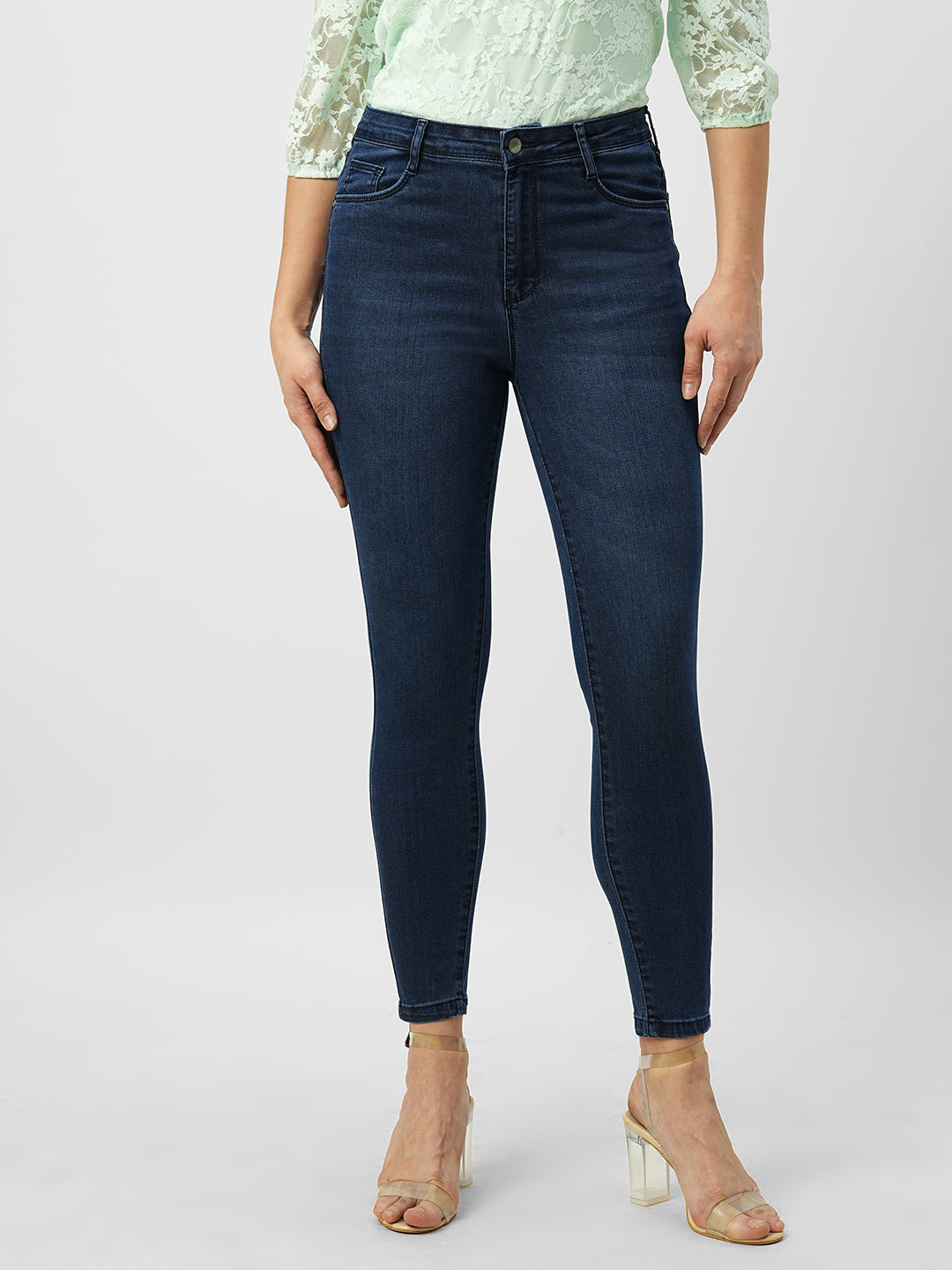 Women Dark Blue High-Rise Skinny Fit Jeans
