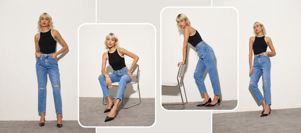 high rise mom fit jeans