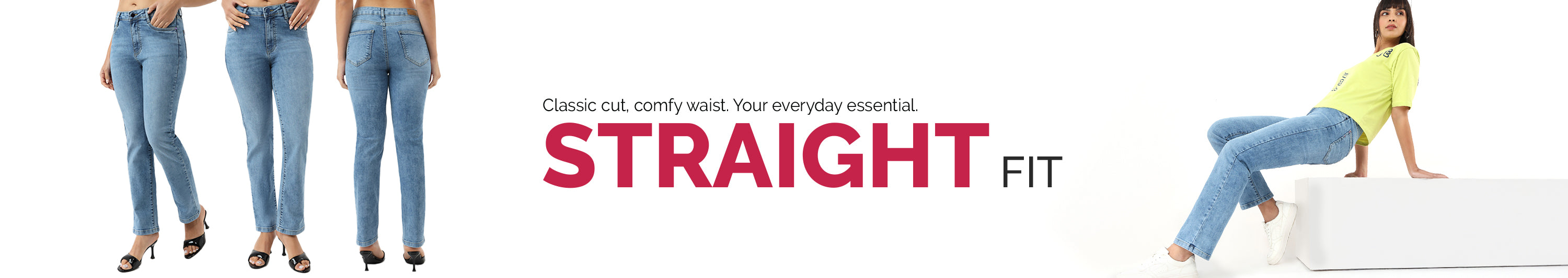 Straight Fit Denim Jeans for Women