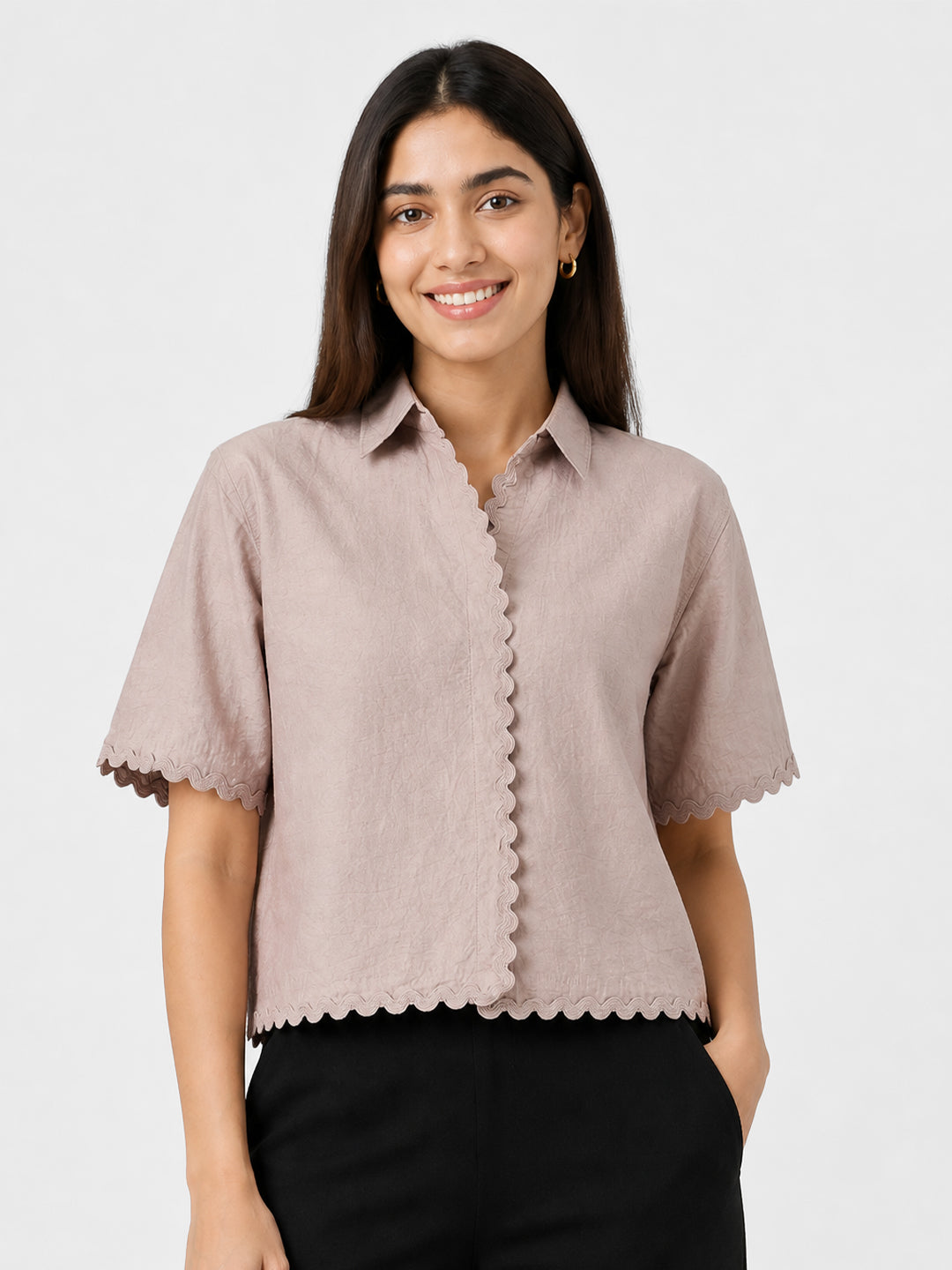 Women Gray Daze Crop Shirt