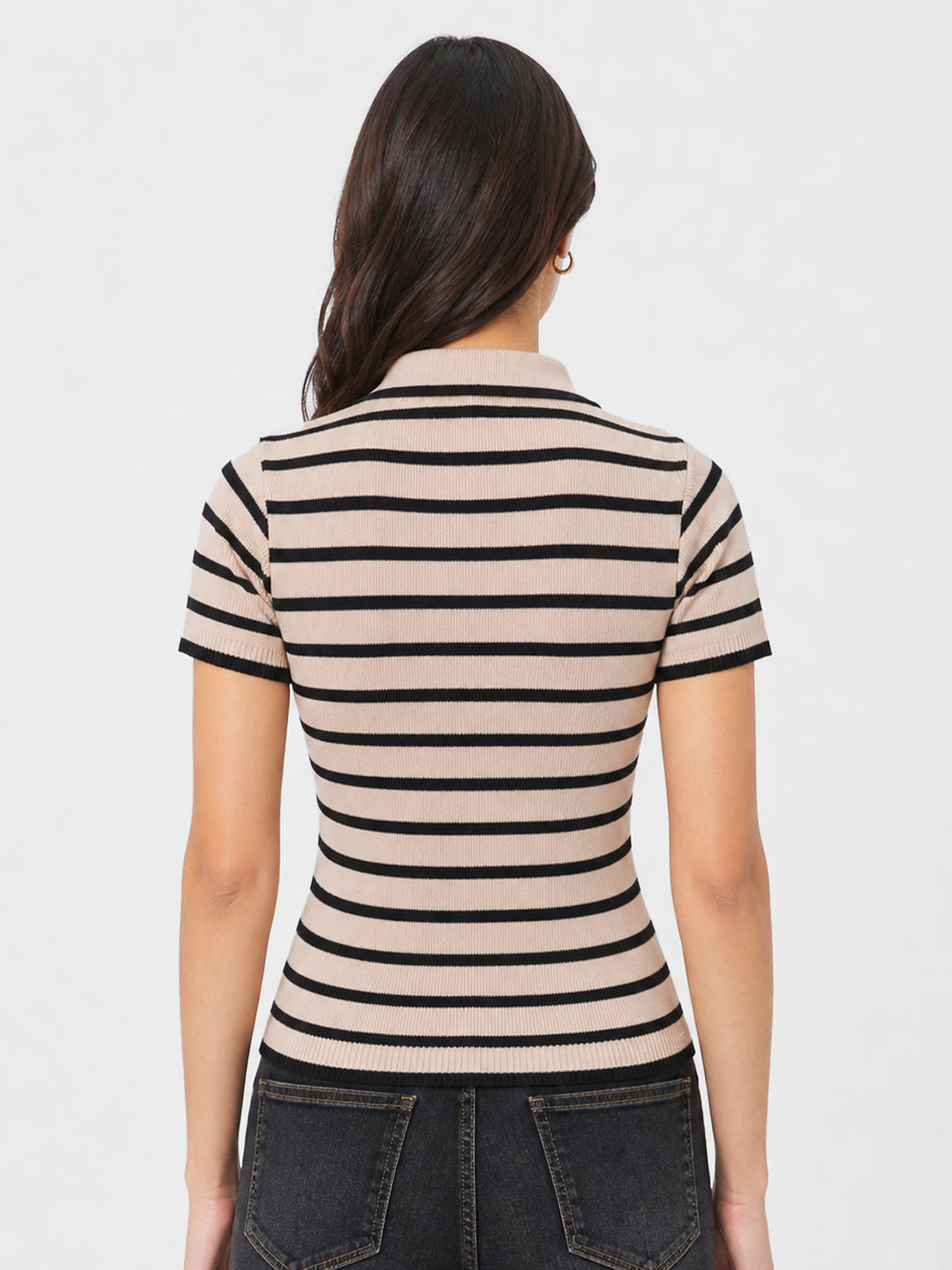 Women Black/Beige Flat Knit