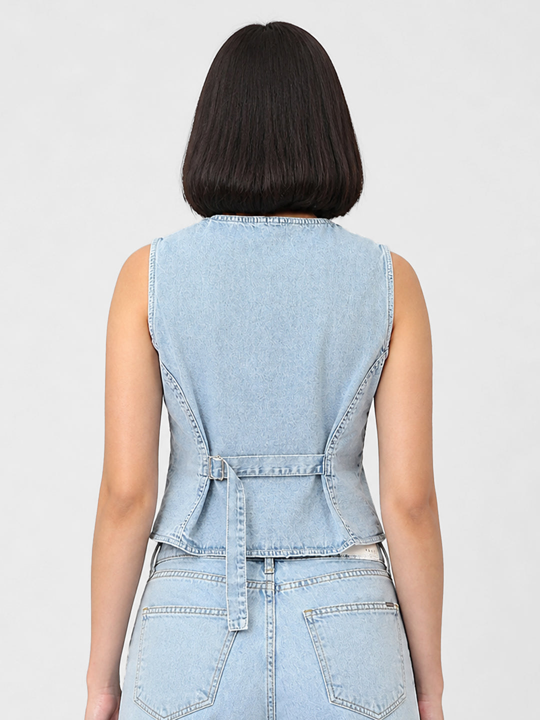 Women Light Blue Denim Vest