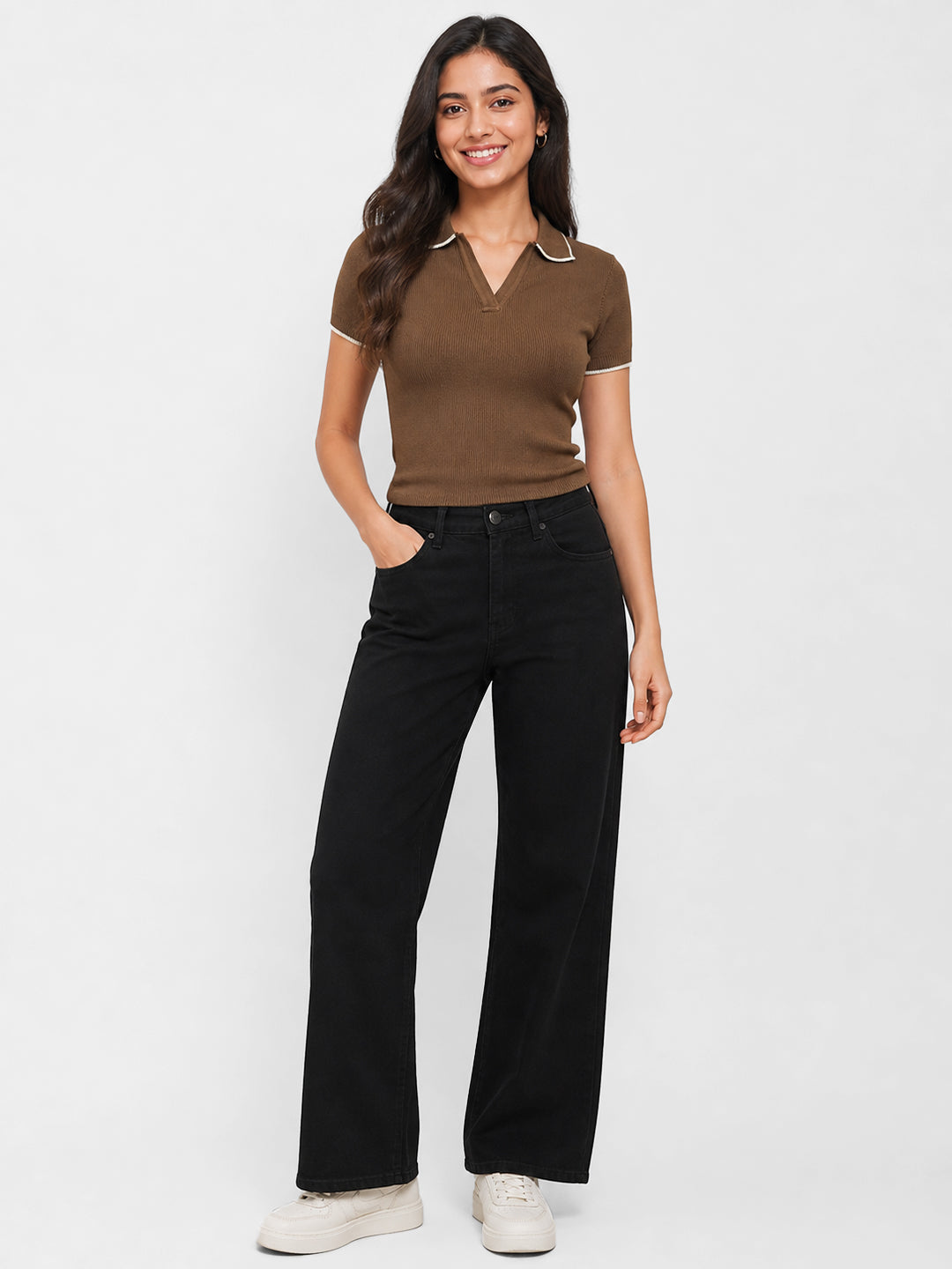 Women Sepia Slim Flat Knit