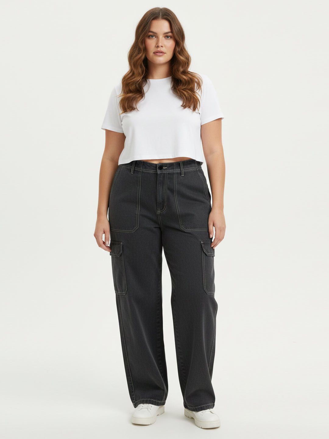 Women Black High-Rise Cargo