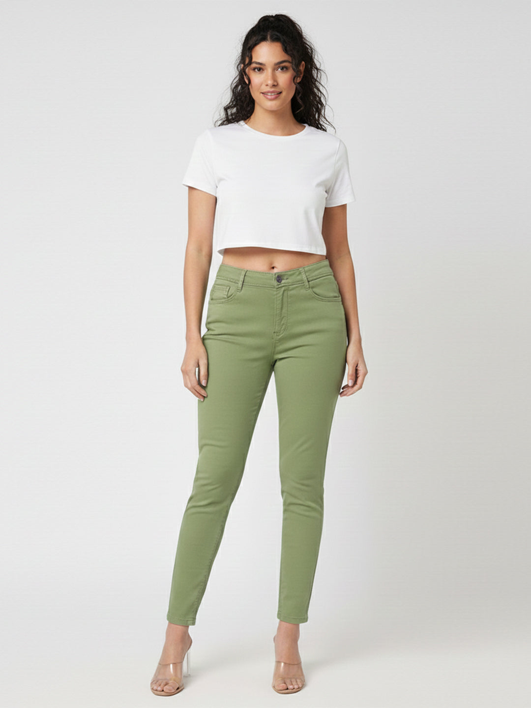 Women Olive High-Rise Skinny Jeans