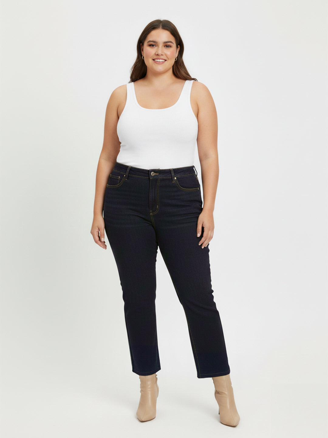 Kraus Kurve Women Dark Blue High-Rise Flare Jeans