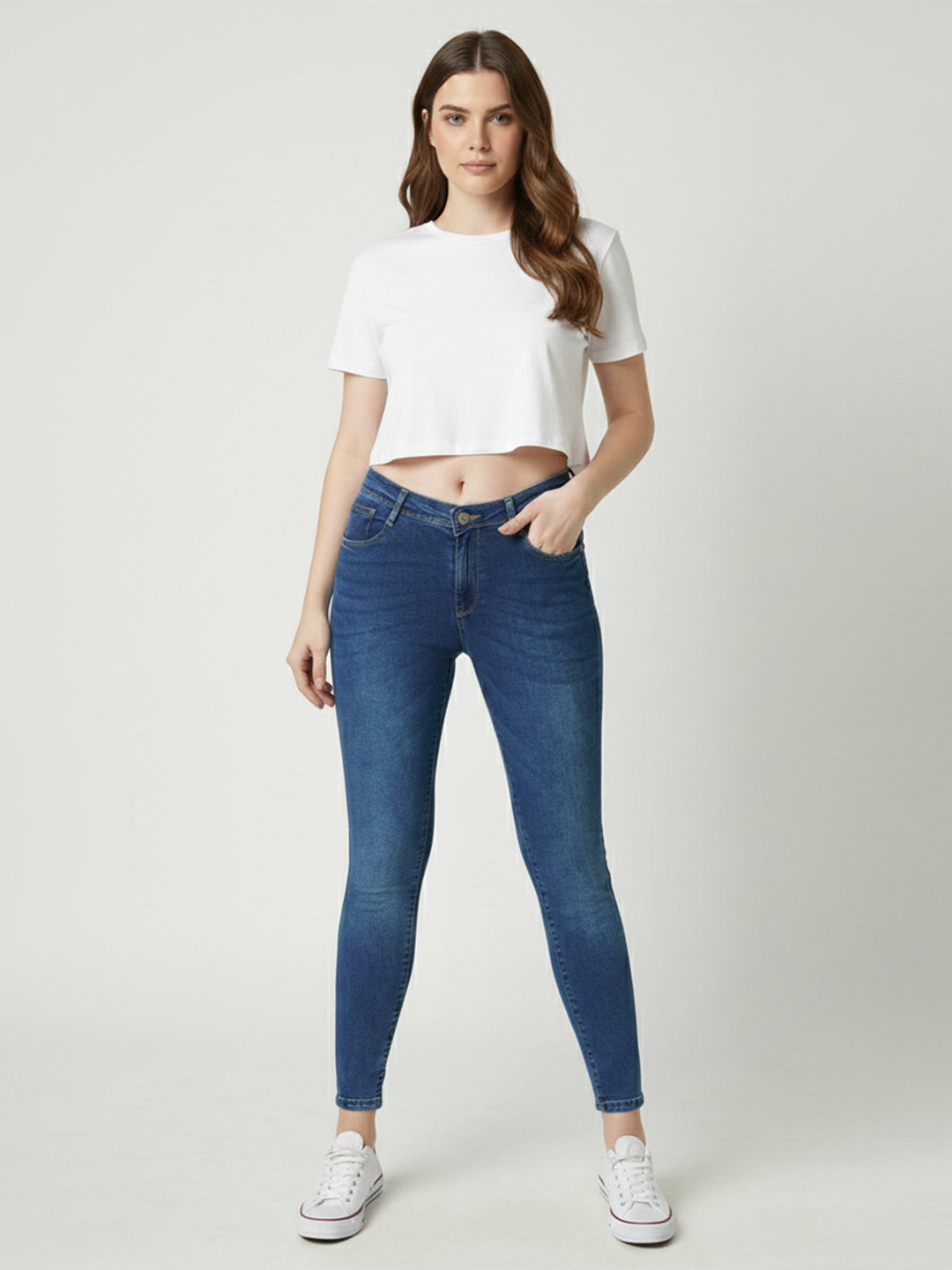 Women Blue Mid-Rise Push Up Super Skinny Jeans
