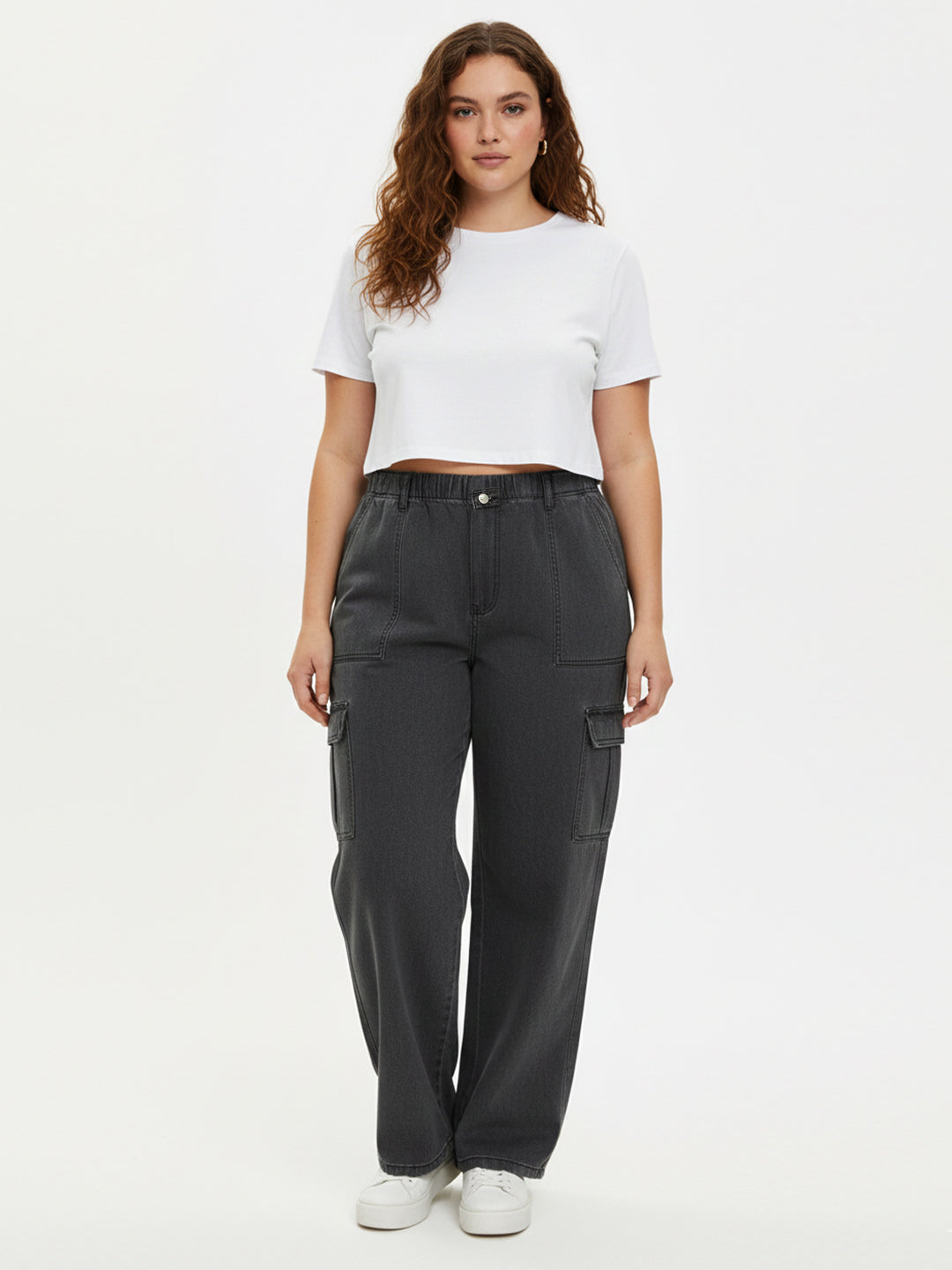 Women Grey High-Rise Cargo