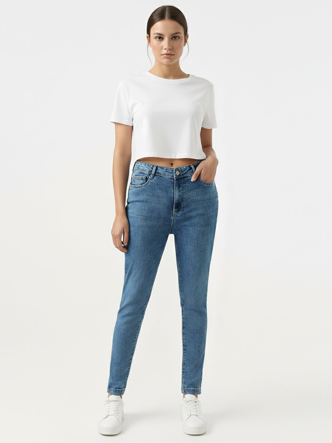 Women Light Blue Sky High Skinny Jeans