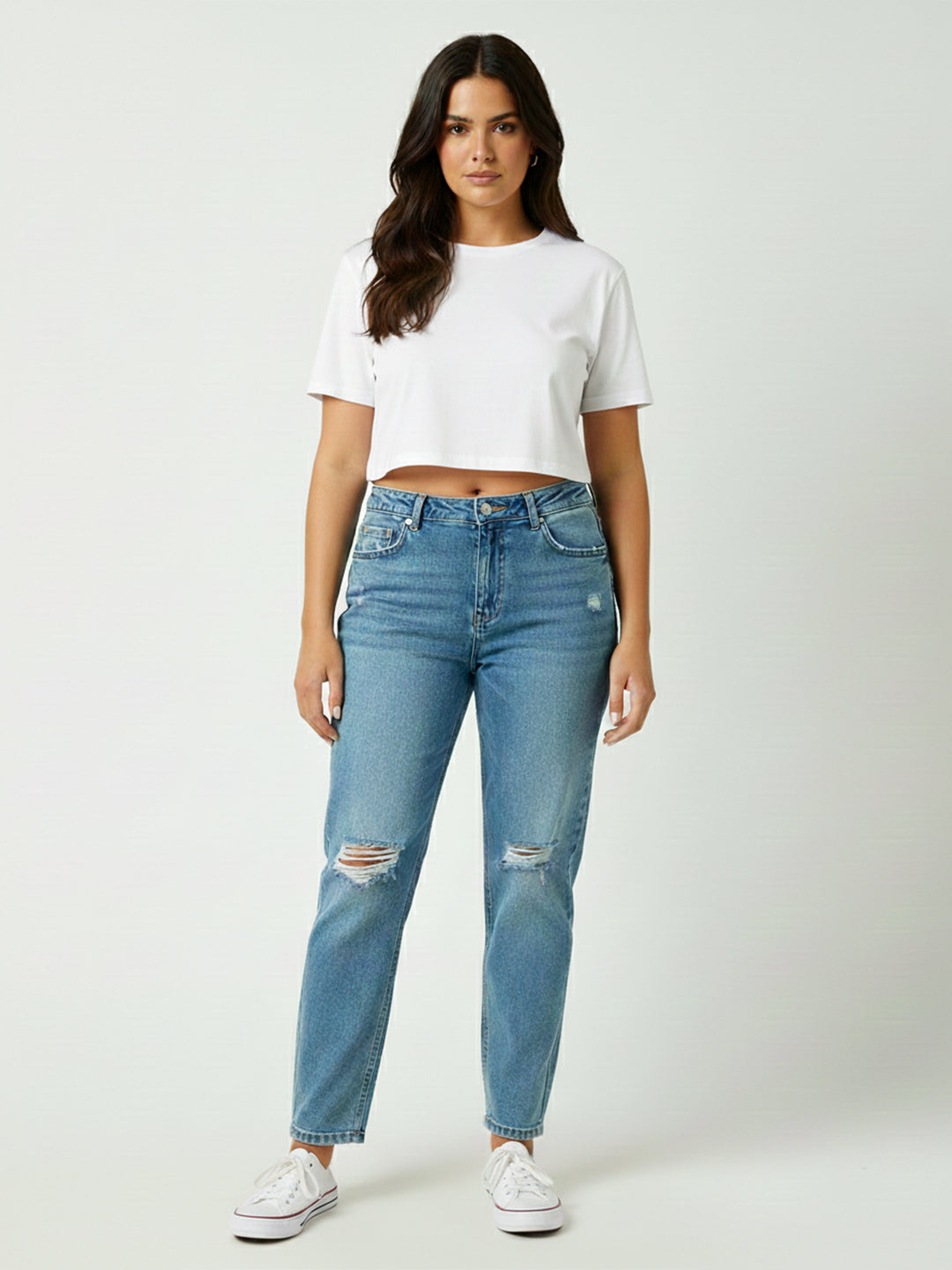Women Blue High-Rise Mom Fit Jeans
