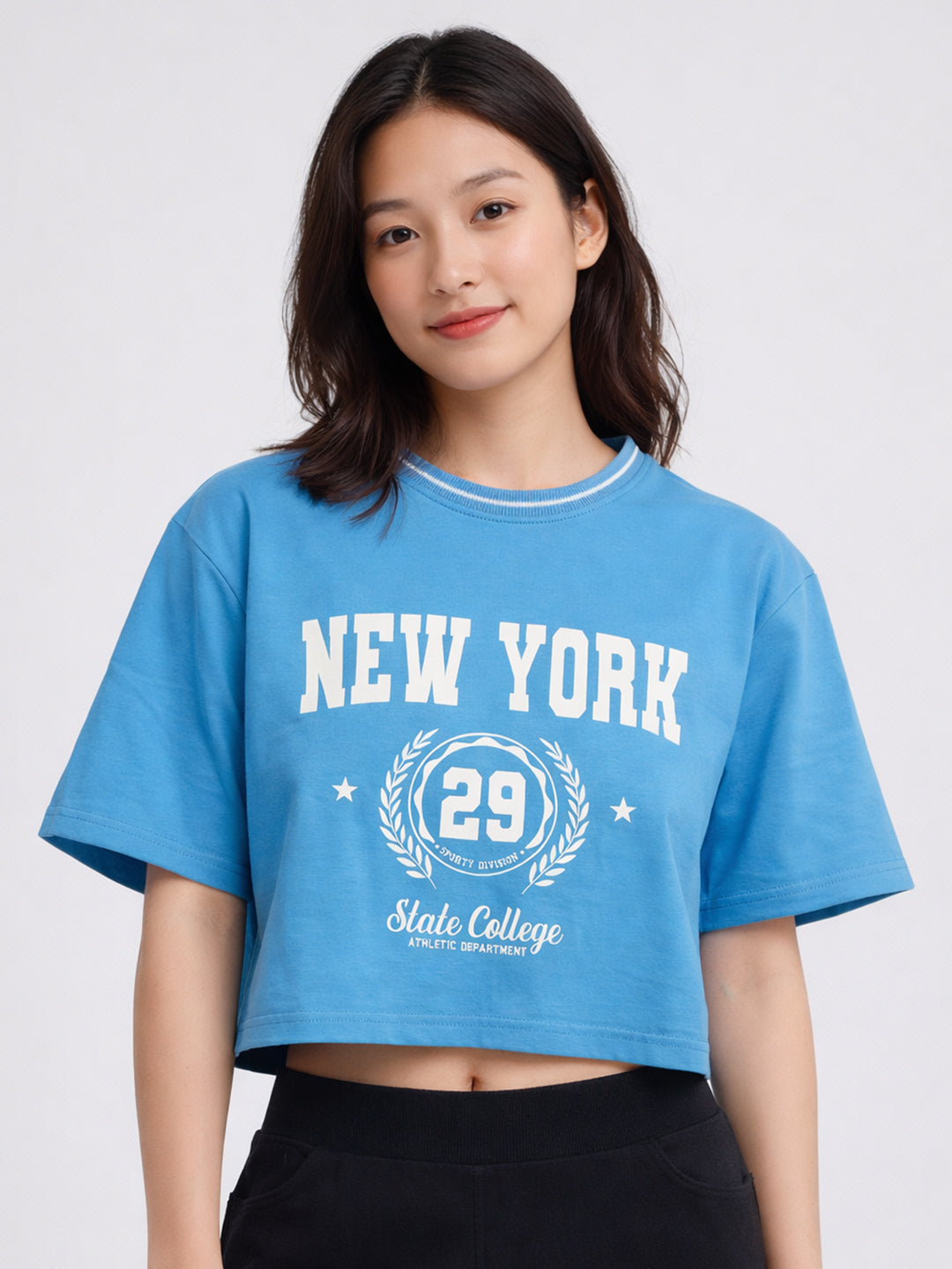 Women Sky Graphic Crop Tees