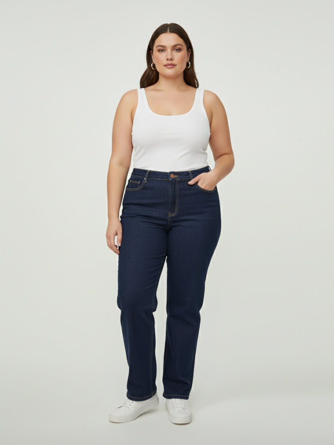 Kraus Kurve Women Blue High-Rise Slim Straight Jeans