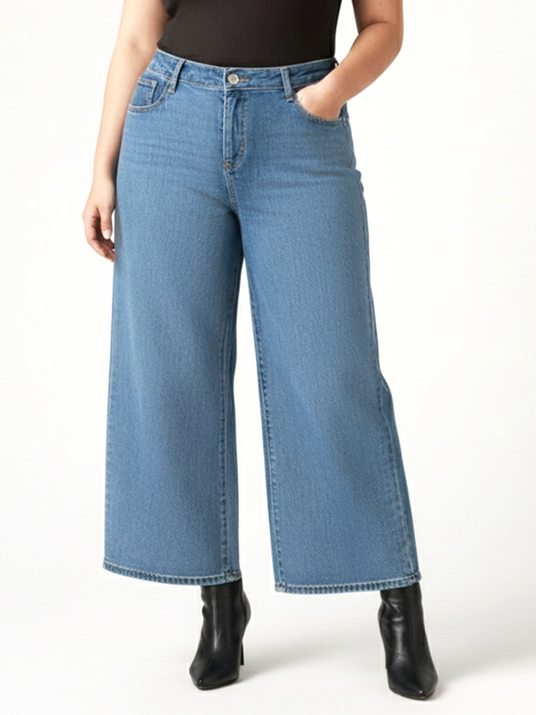 Kraus Kurve Women Blue Super Wide Leg Jeans