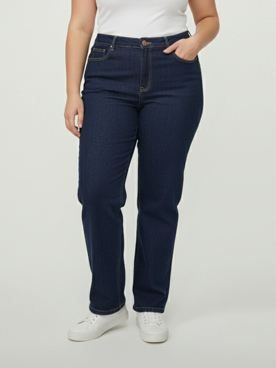 Kraus Kurve Women Blue High-Rise Slim Straight Jeans