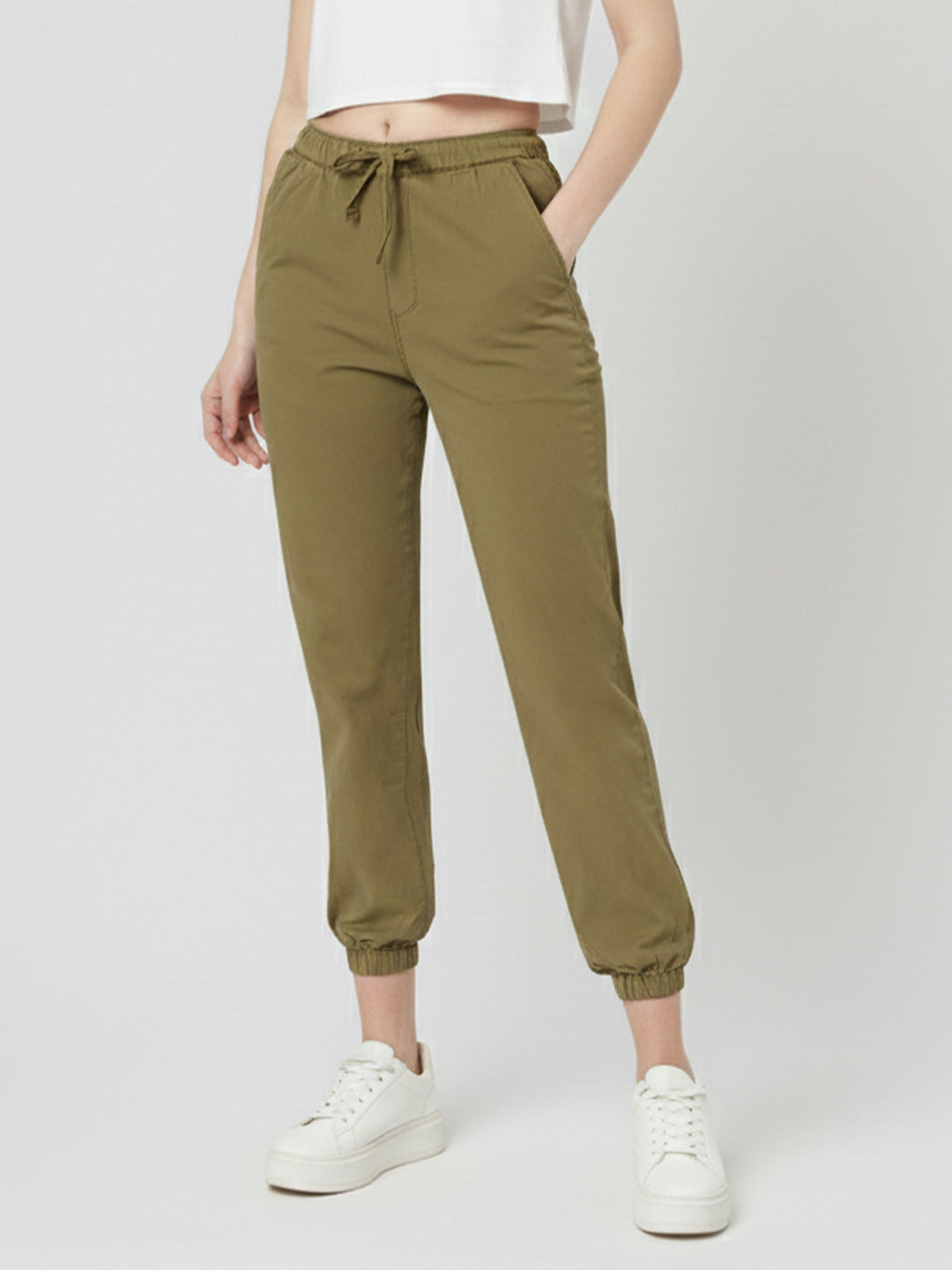 Women Olive High-Rise Jogger