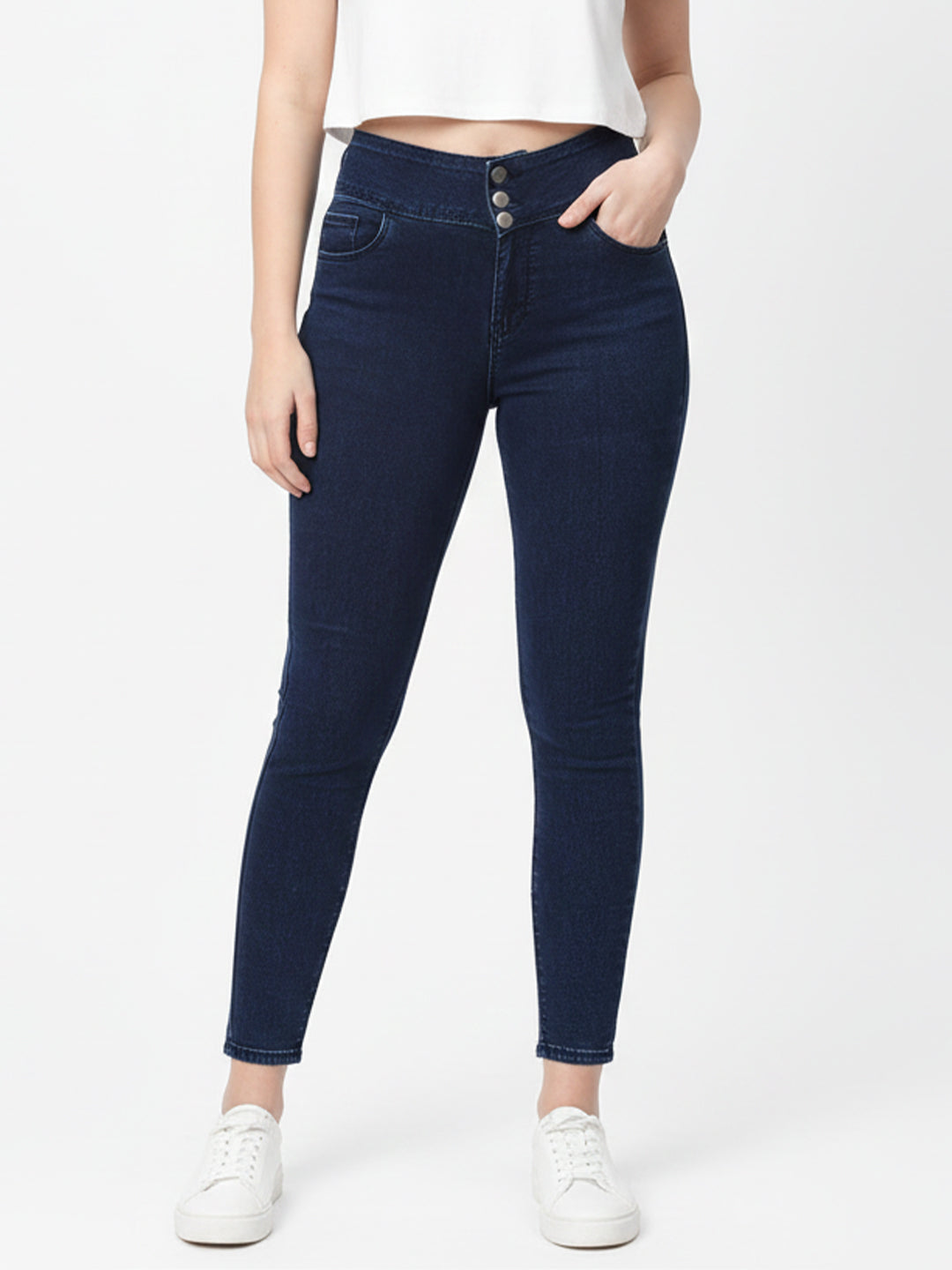 Women Dark Blue High-Rise Skinny Jeans
