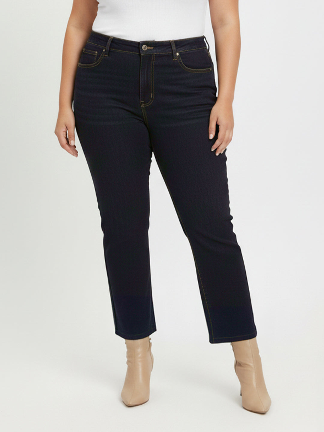 Kraus Kurve Women Dark Blue High-Rise Flare Jeans