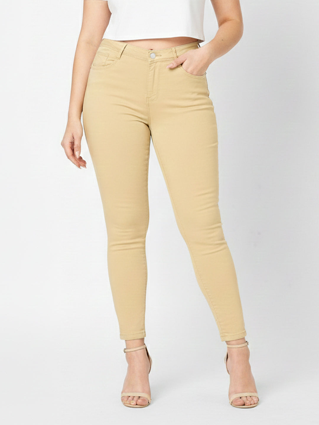 Women Oatmilk High-Rise Skinny Jeans