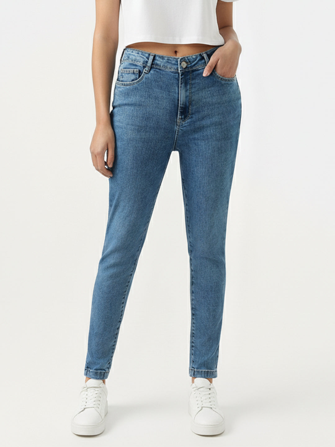 Women Light Blue Sky High Skinny Jeans