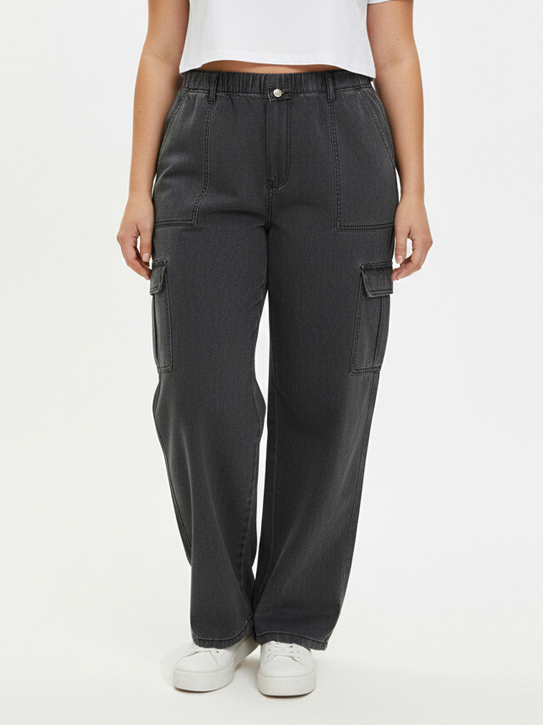 Women Grey High-Rise Cargo