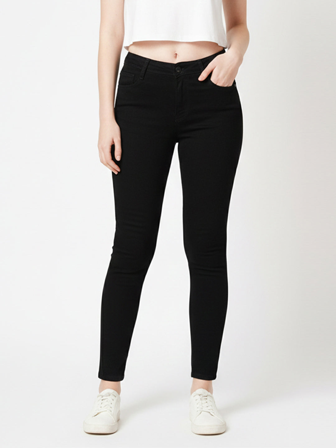 Women Black High-Rise Slimming Skinny Jeans