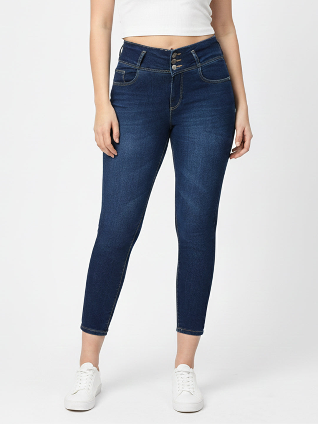 Women Blue High-Rise Skinny Jeans