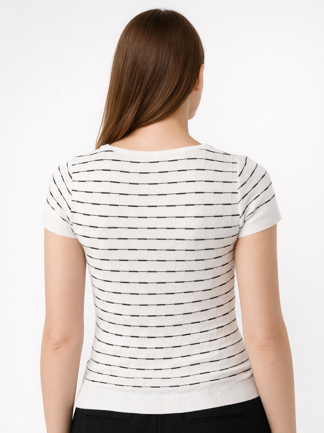 Women Black/White Flat Knit
