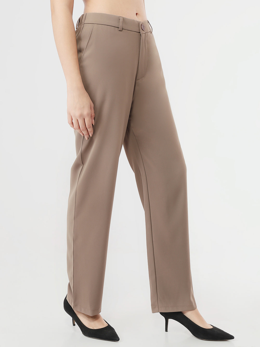Women Stone High-Rise Straight Fit Korean Pants