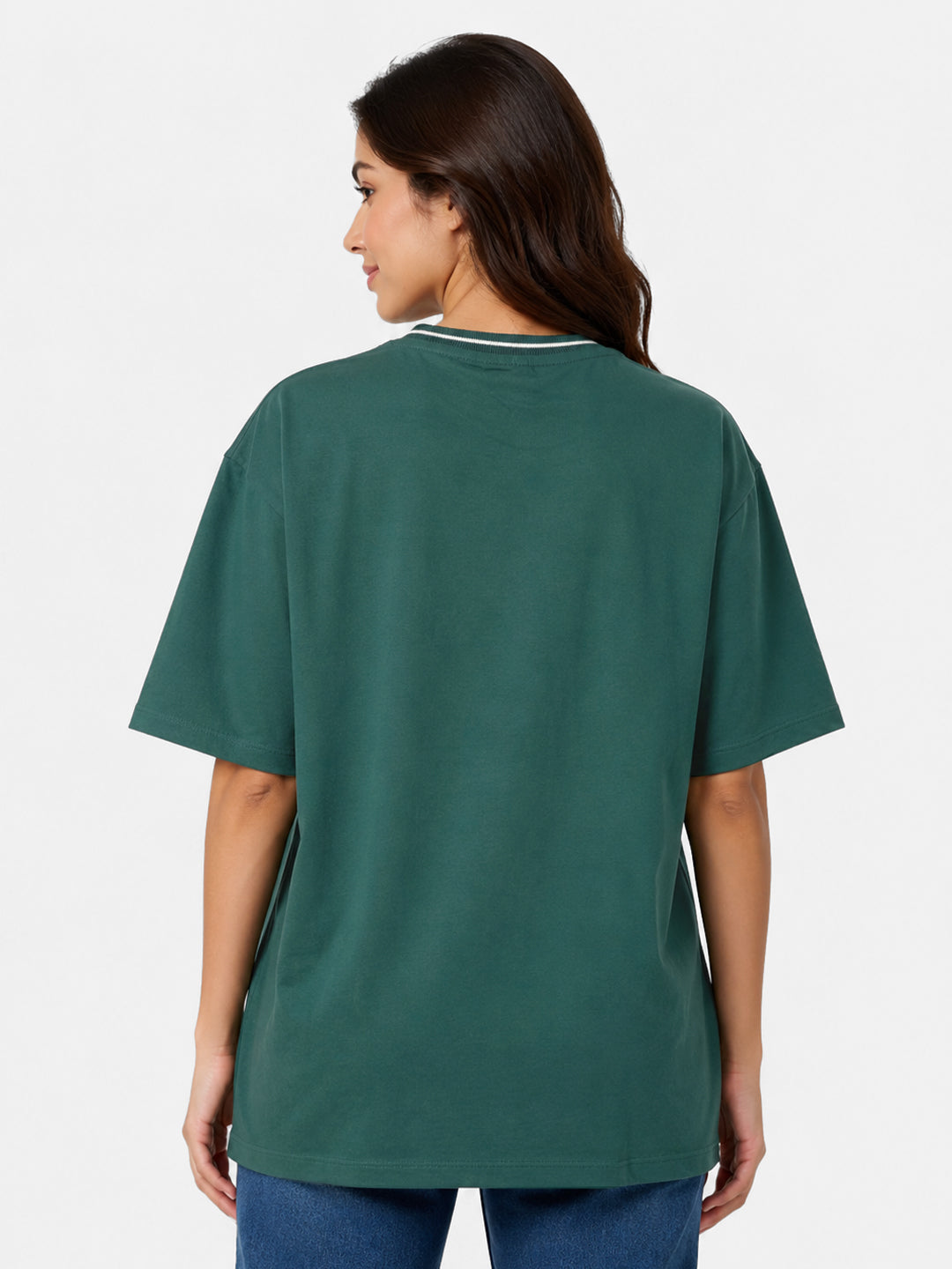 Women Bottle Green Oversized T-Shirt