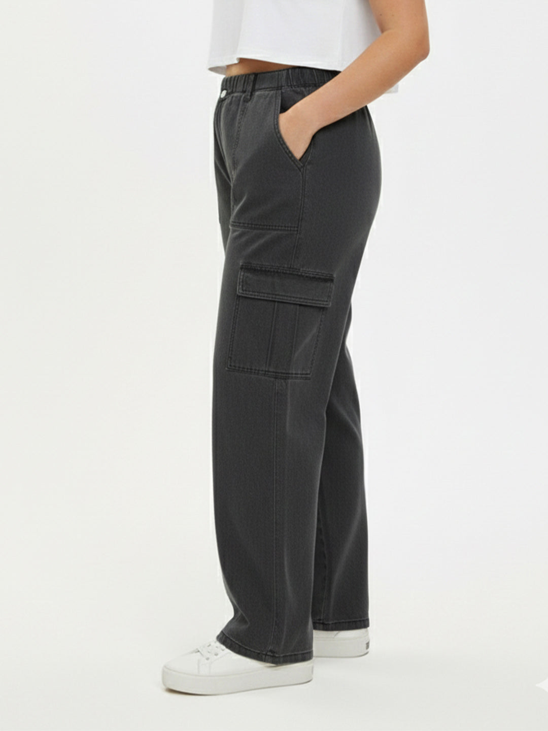 Women Grey High-Rise Cargo