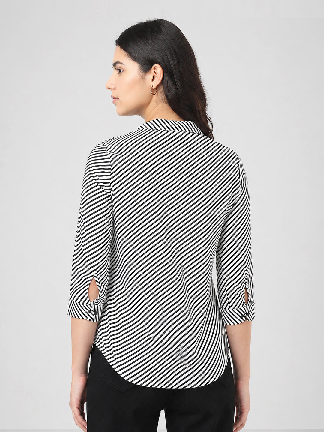 Women Black/White Striped Shirt
