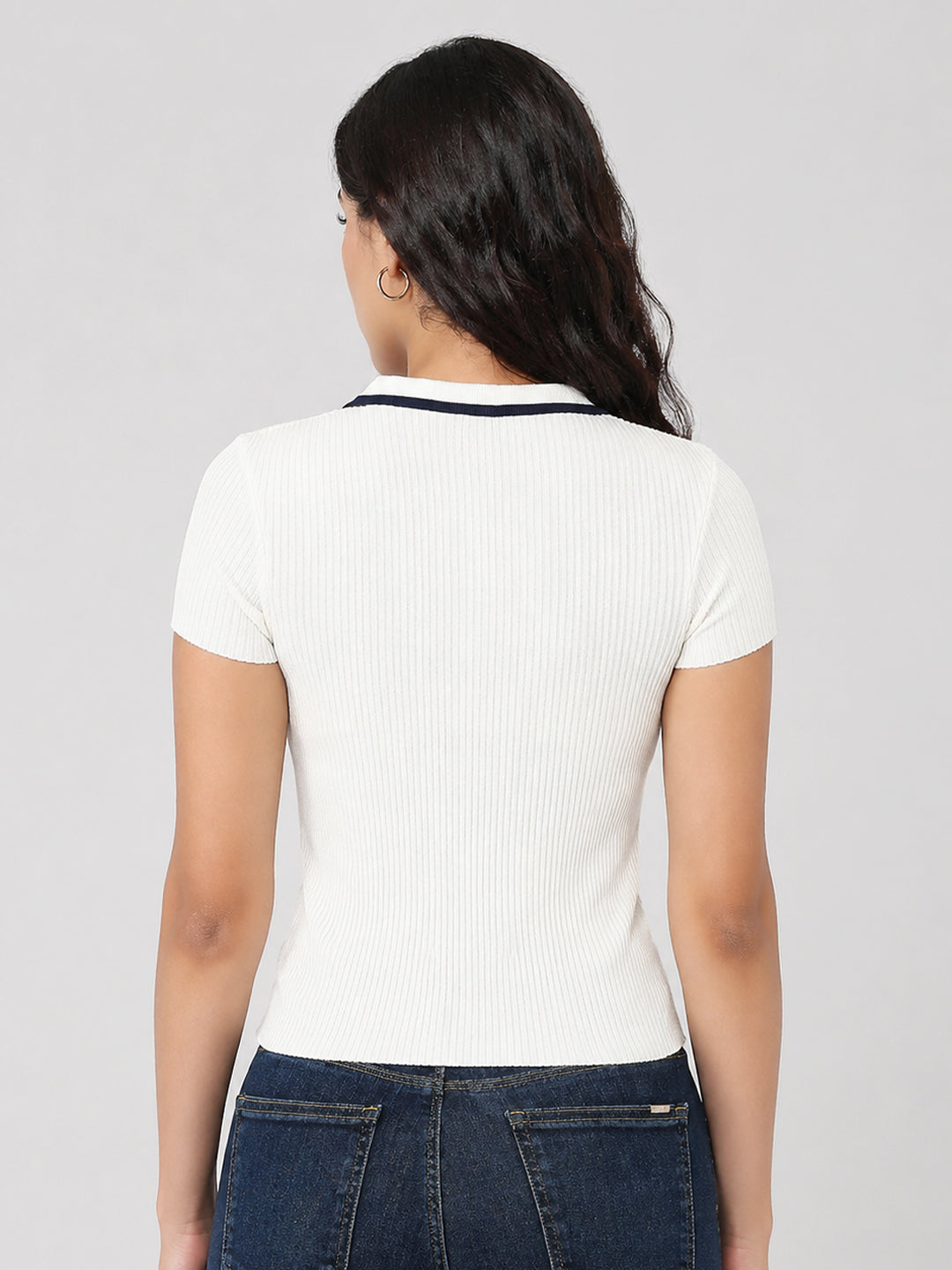 Women Off White Flat Knit
