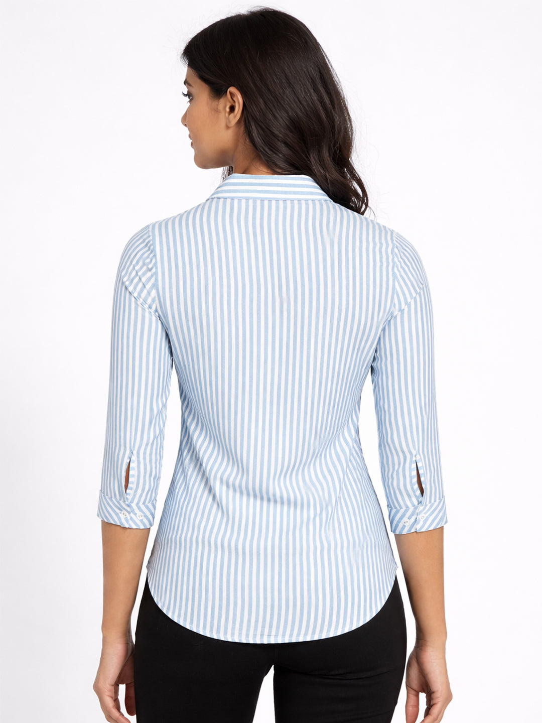 Women Sky/White Striped Shirt