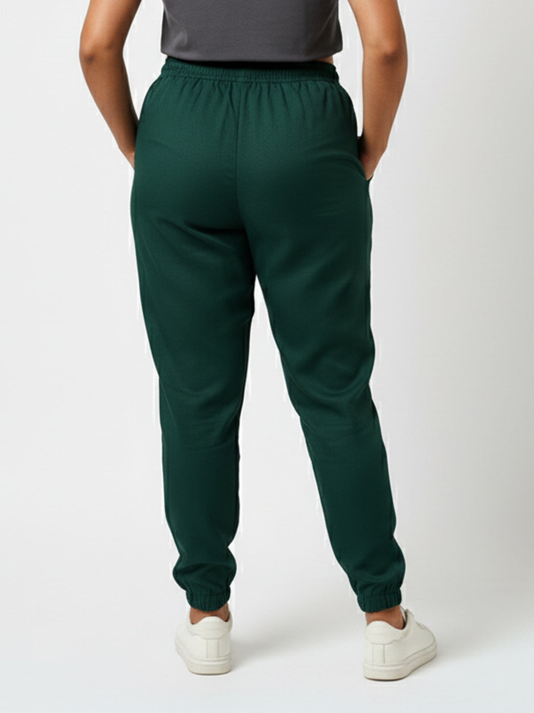 Women Bottle Green High-Rise Denim Joggers