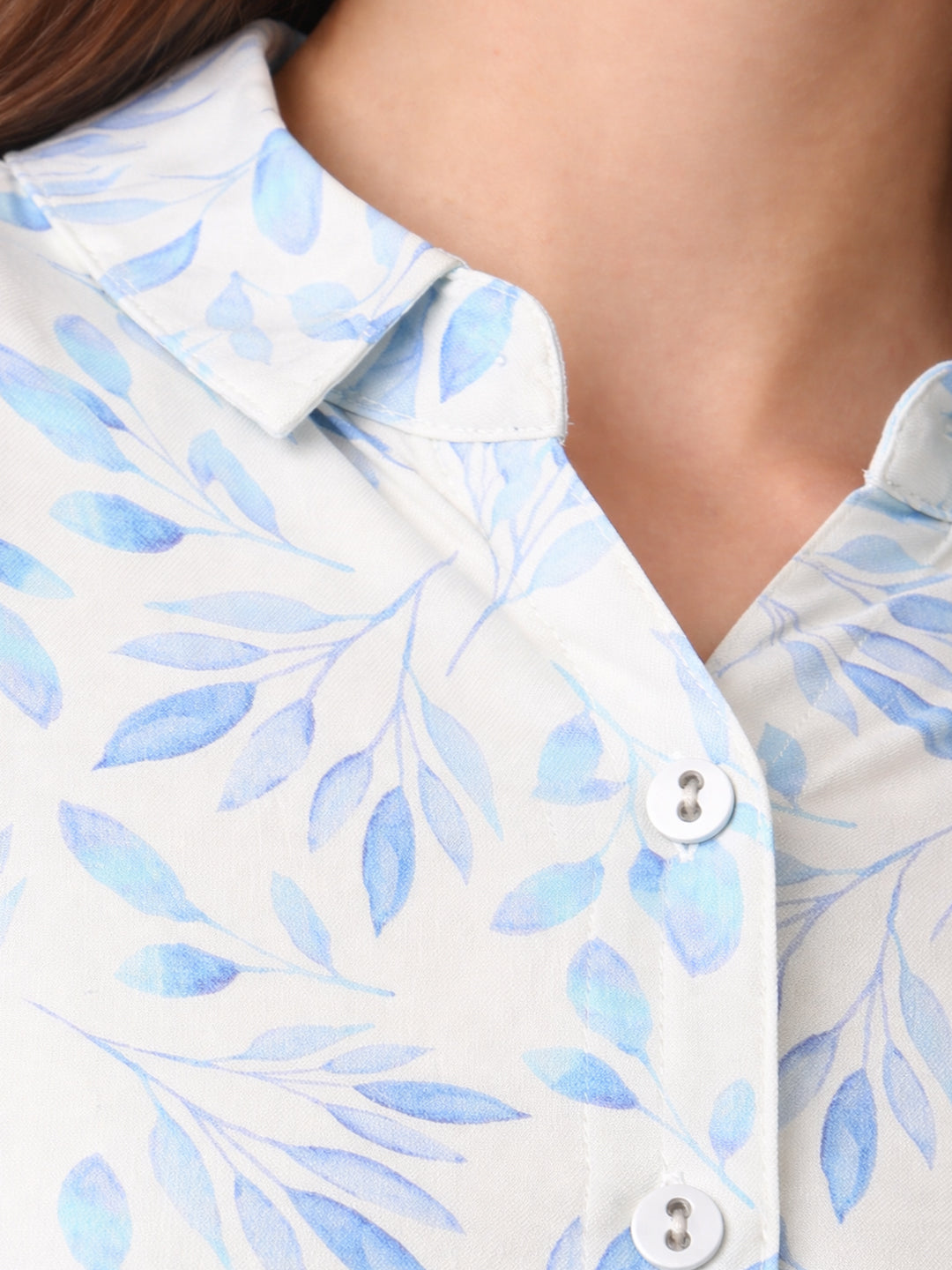Women Blue Leaf Shirt