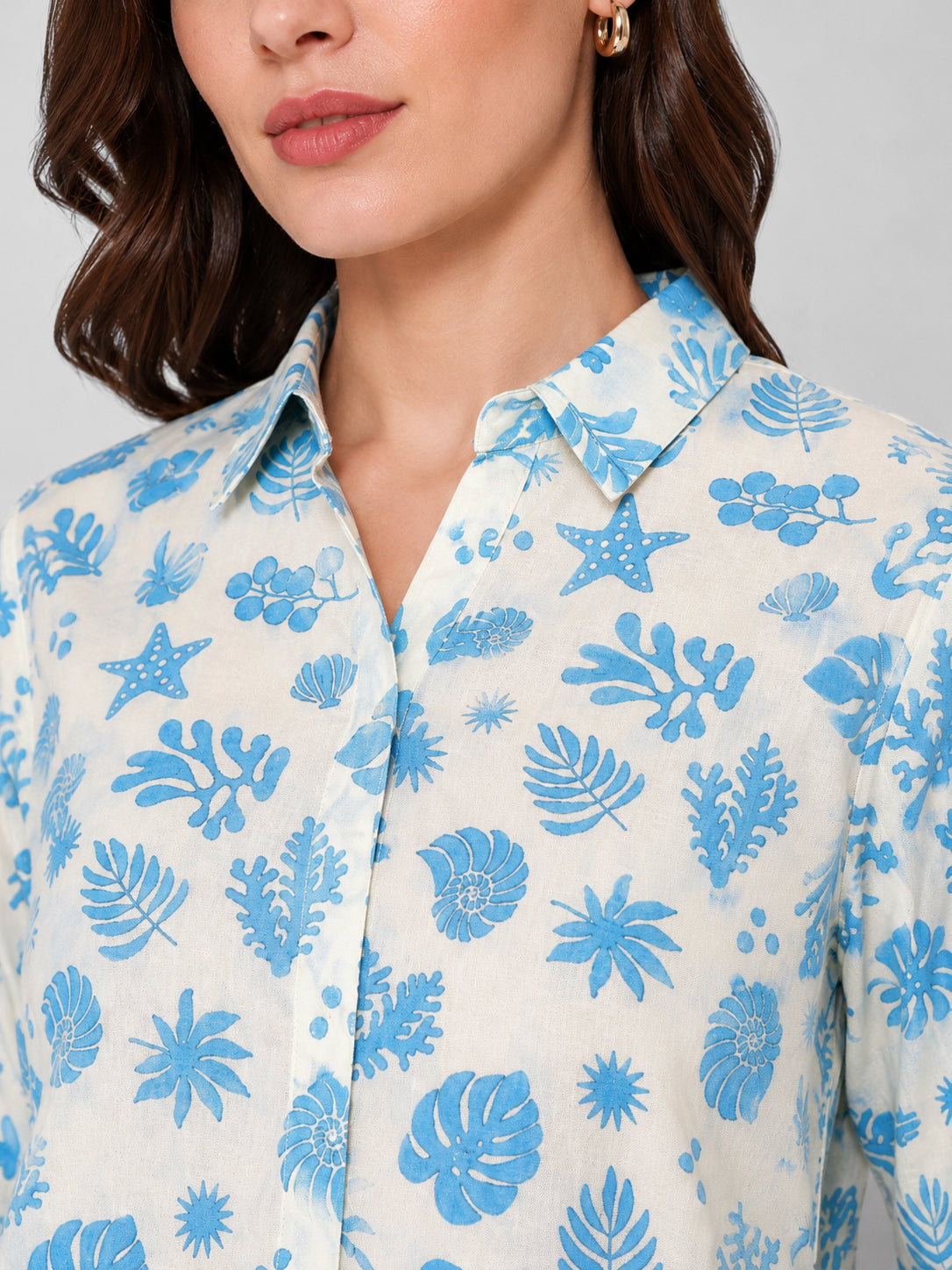 Women White Printed Shirt