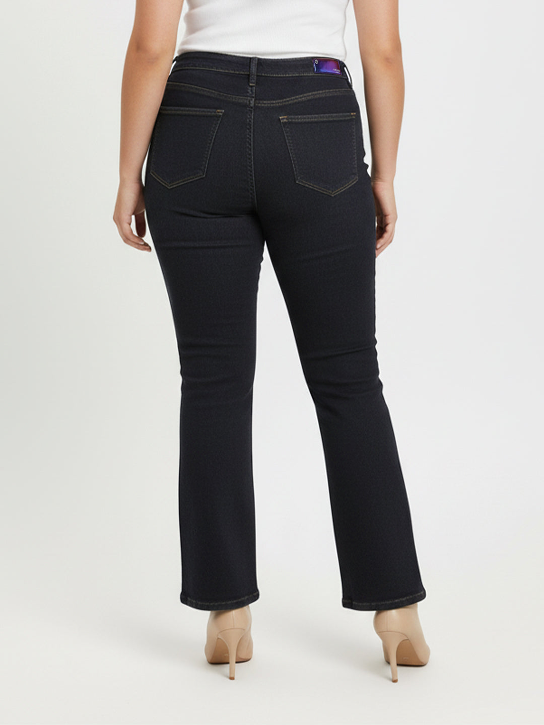 Kraus Kurve Women Dark Blue High-Rise Flare Jeans