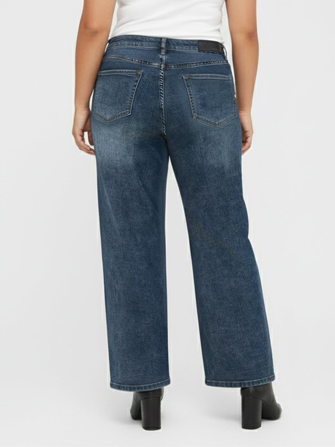 Kraus Kurve Women Slate Blue High-Rise Wide Leg Jeans
