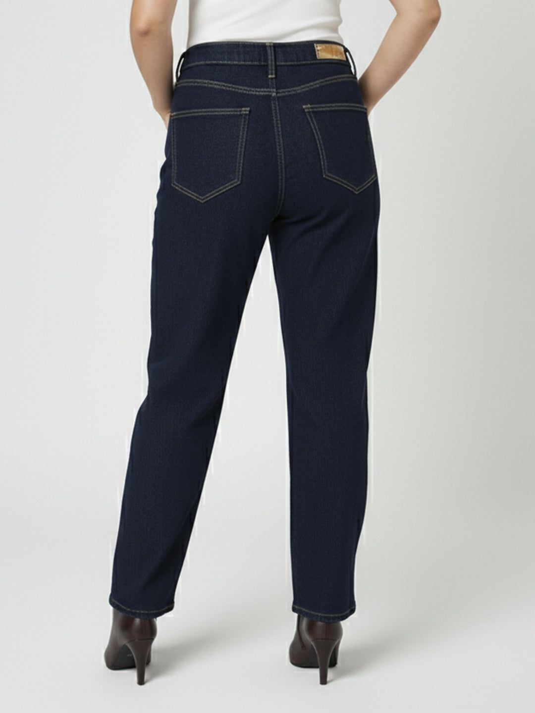 Kraus Kurve Women Dark Blue High-Rise Baggy Jeans