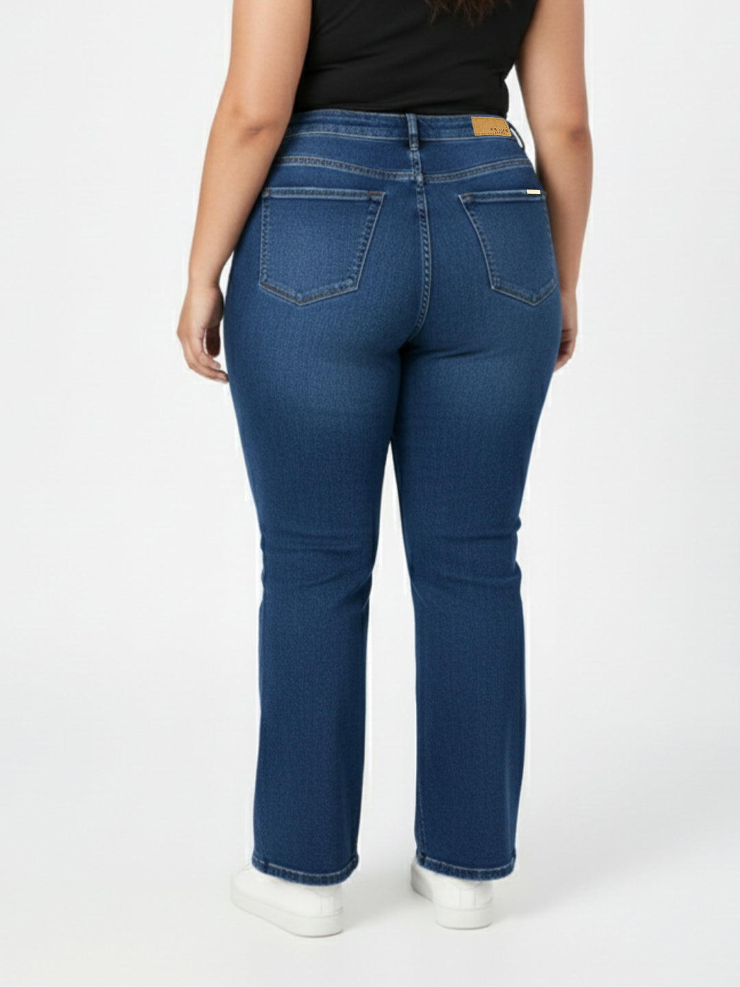 Kraus Kurve Women Blue High-Rise Mini Flare Jeans