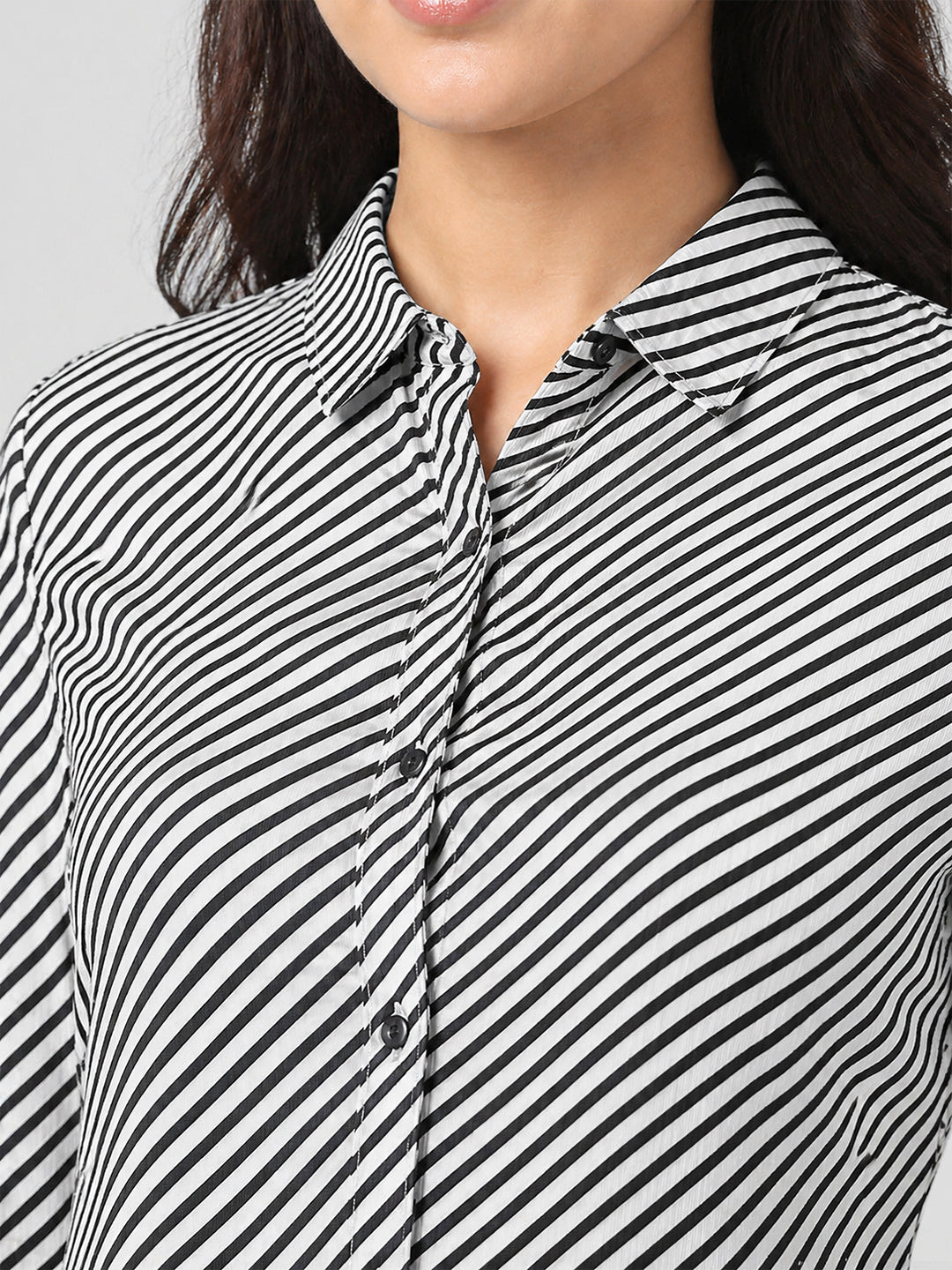Women Black/White Striped Shirt