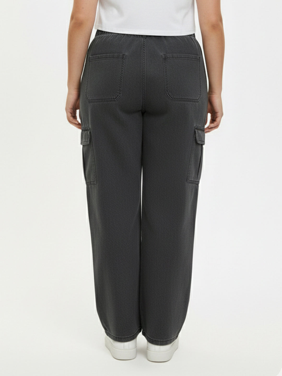Women Grey High-Rise Cargo