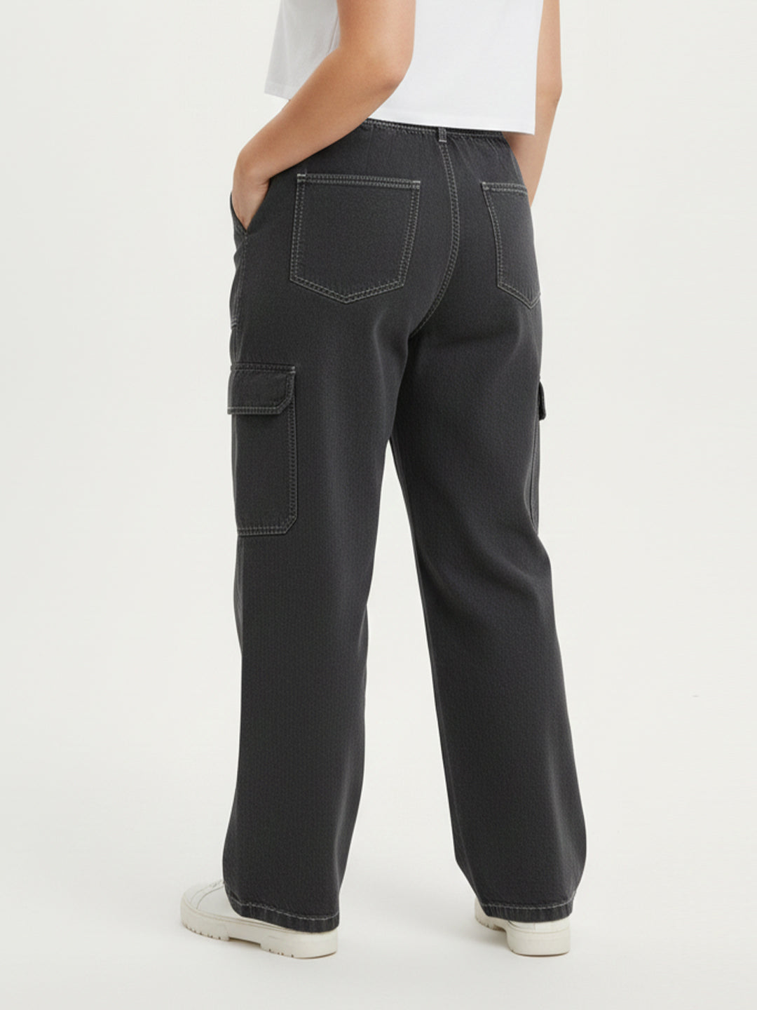 Women Black High-Rise Cargo