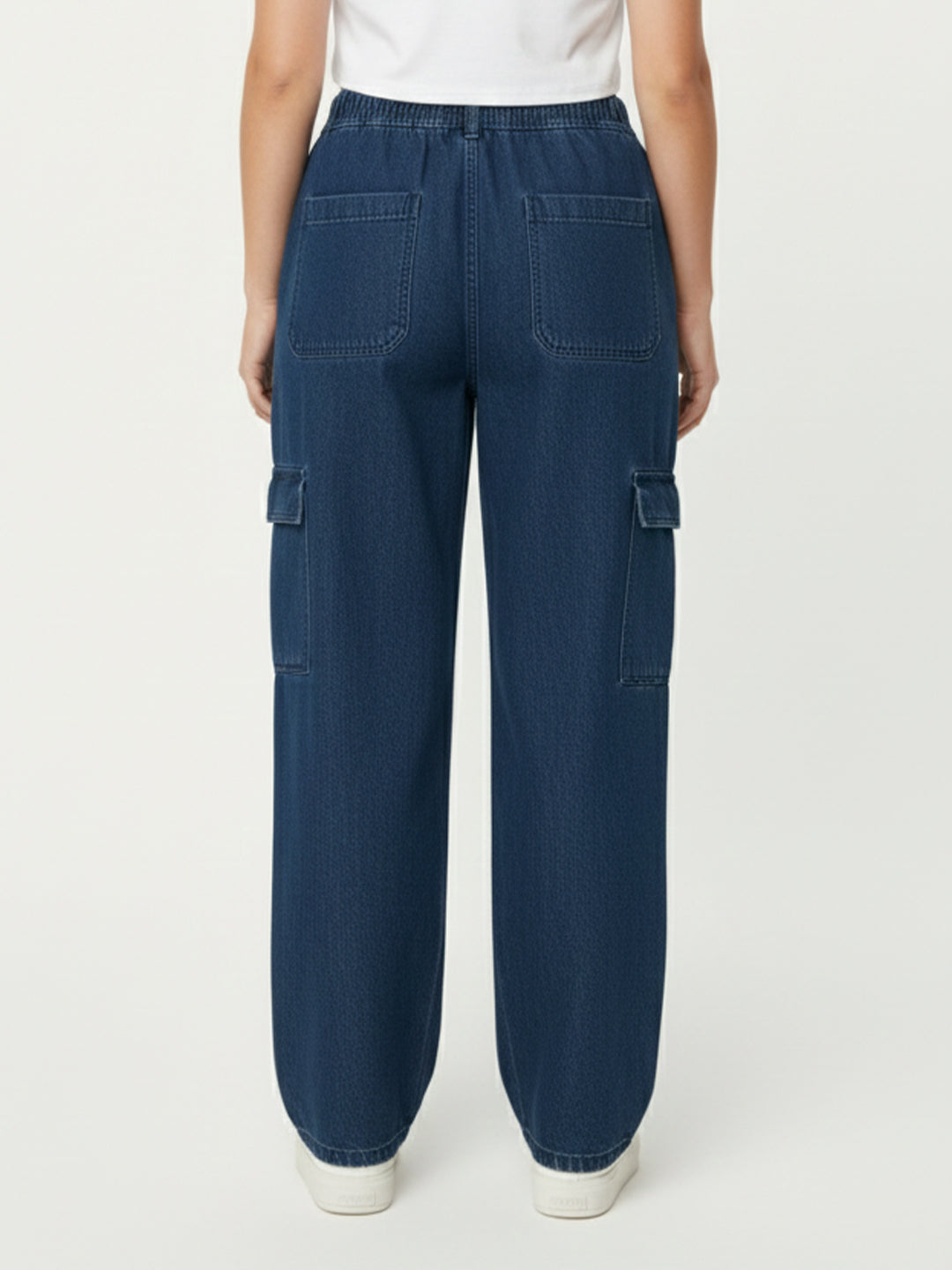 Women Blue High-Rise Cargo